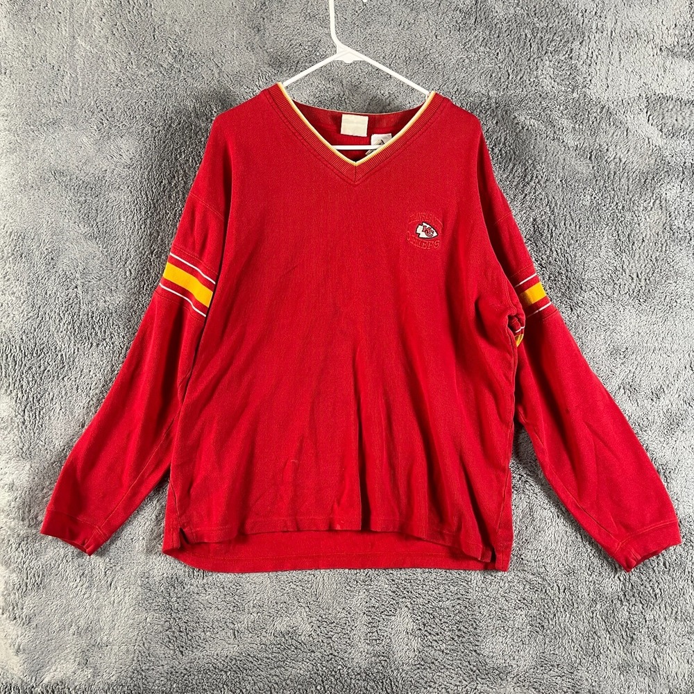 Vintage 2000 Kansas City Chiefs Sweater Mens L Red Iron Knights NFL Long Sleeve